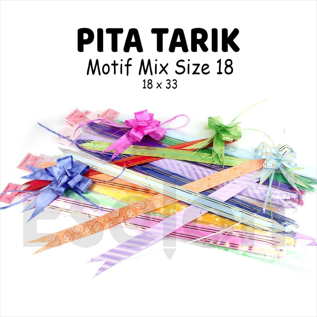 

1pak isi 10 Pita Tarik Serut 18mm / Pita Kertas Serut/ Pita Kado