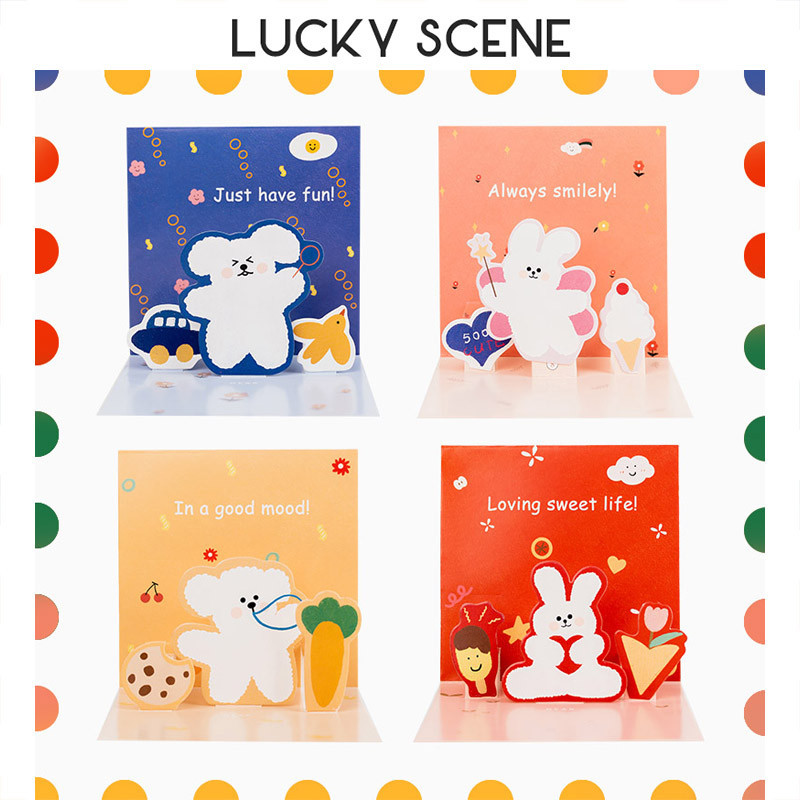 

Three Dimensional Creative Cartoon Greeting Card Children's Holiday Blessing Birthday Thank You Gift Box Universal S01445