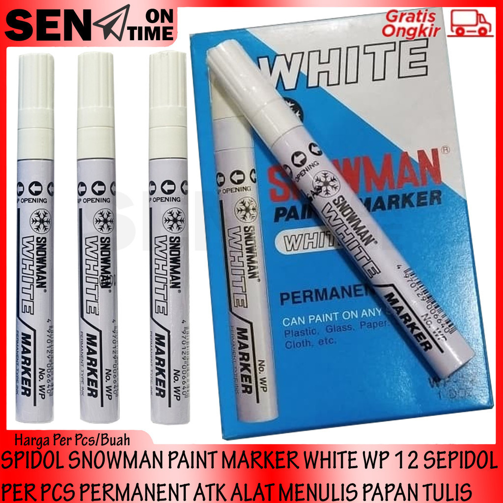 

Spidol Snowman Paint Marker White Wp 12 Sepidol Per Pcs Permanent Atk Alat Menulis Papan Tulis Barang Warna Putih Snowmen Permanen Waterprof Tahan Air Bolpoint Bolpoin Bolpen Menulis Tulis Atk Sekolah Sd Smp
