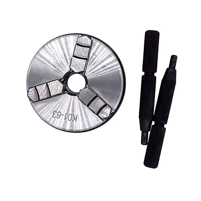 K01-63 63mm Lathe Mini Chuck 3 Jaws Woodworking Hand Chuck with Mounting Thread Screw Rod Self-Cente