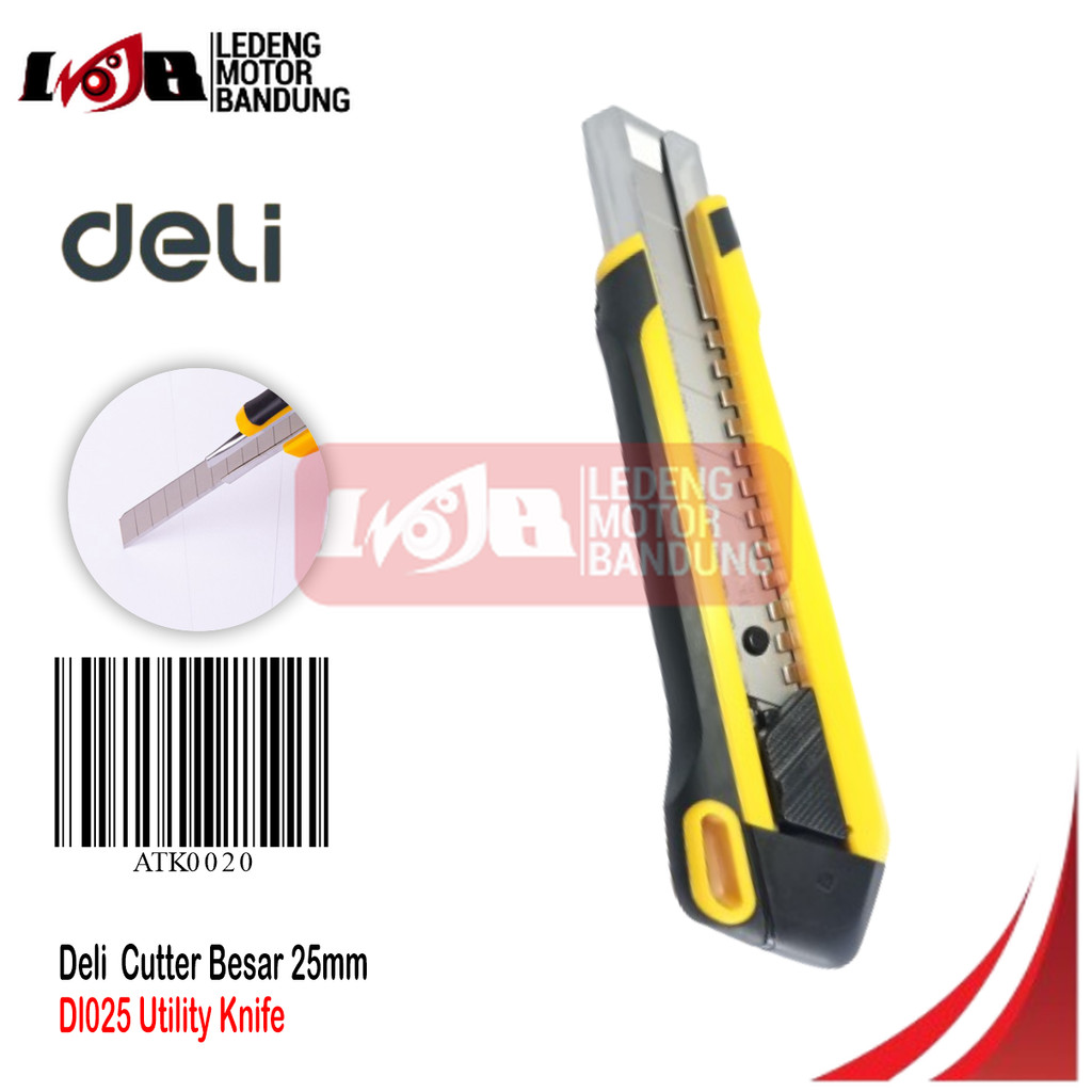 

Deli Cutter Besar 25mm Utility Knife Auto Lock Alat Potong Kertas Pisau Serbaguna
