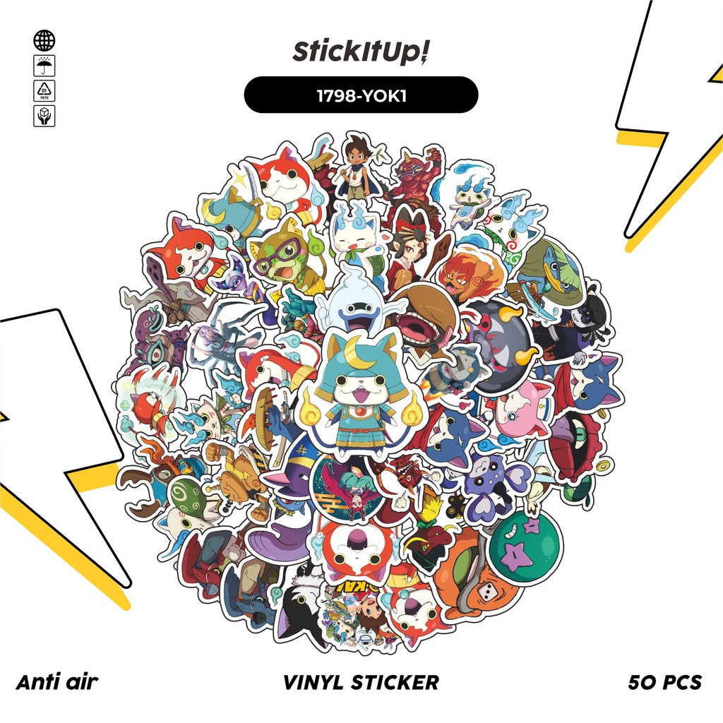 

COD✨ 50 Pcs Stiker Pack YOKAI WATCH MIX 01 Lucu Aesthetic Vynil Waterproof untuk Freebies Sticker Buku Journal Casing HP Laptop