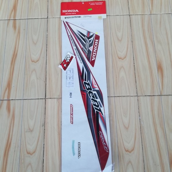 stripe grafik graphic sticker striping body kanan original ori honda beat fi tahun 2014 2015 merah m