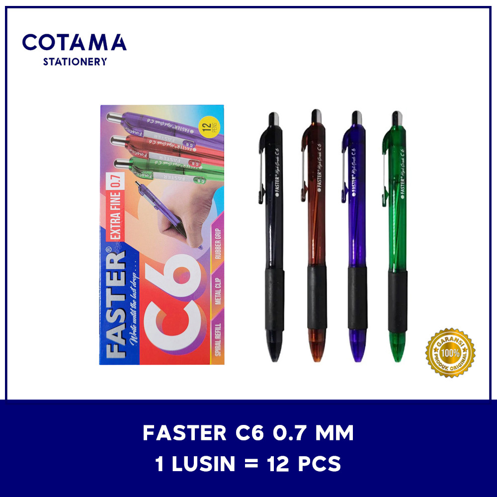 

Pulpen Faster C6 Extra Fine 0.7 mm - 1 lusin isi 12 pcs