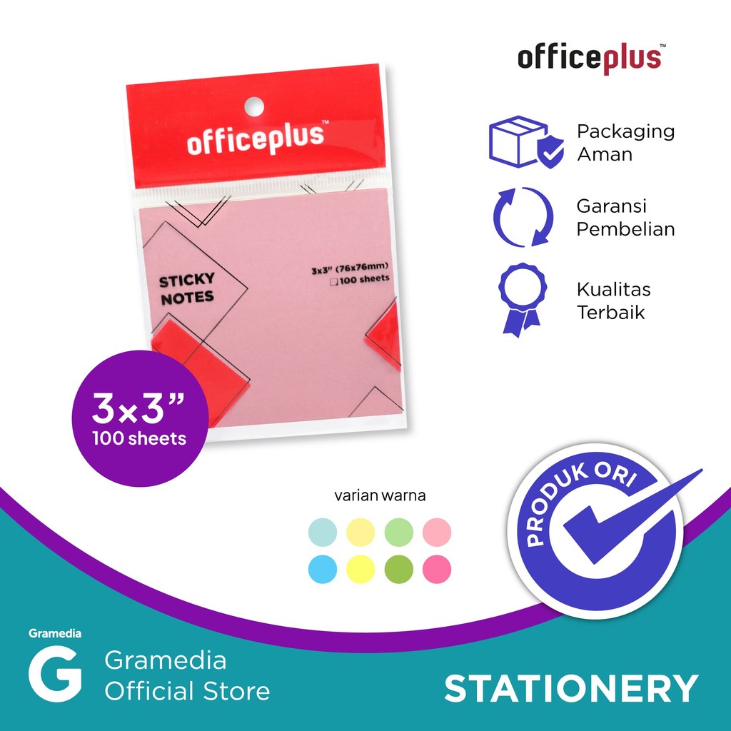 

OFFICE-P STICKY NOTE 3X3` 100SHT PINK