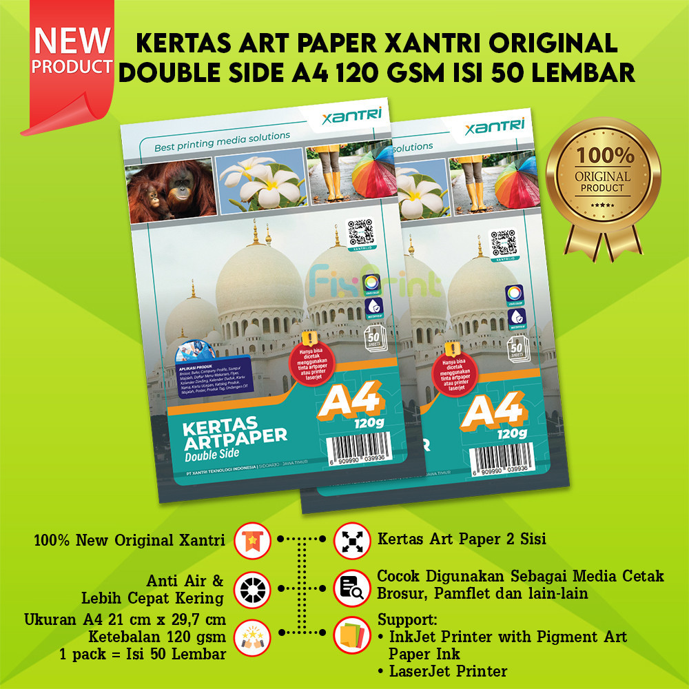 

Kertas Art Paper A4 120gsm 120 gsm Print Foto Photo Double Side 50 sheet Kertas Art Karton Cartoon Carton