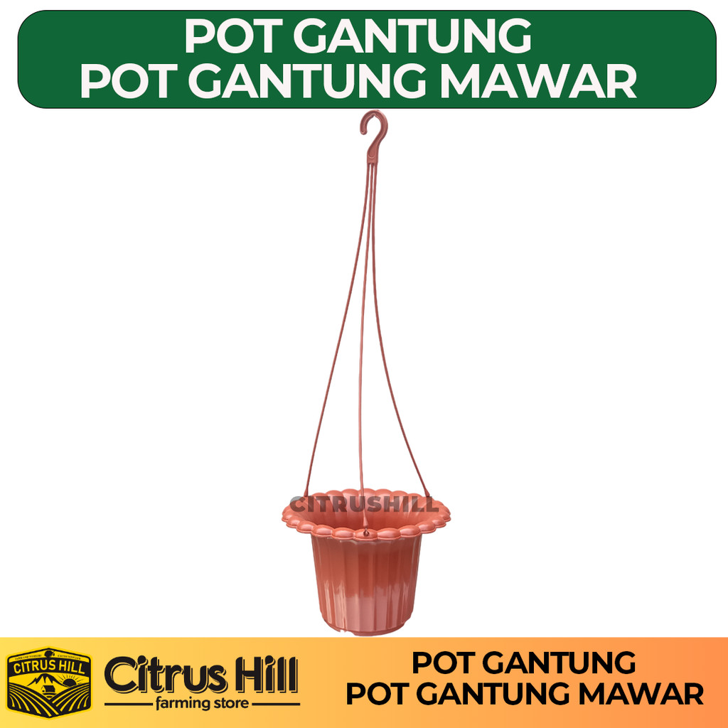 Pot Tanaman dan Bunga Plastik Gantung Mawar Merah