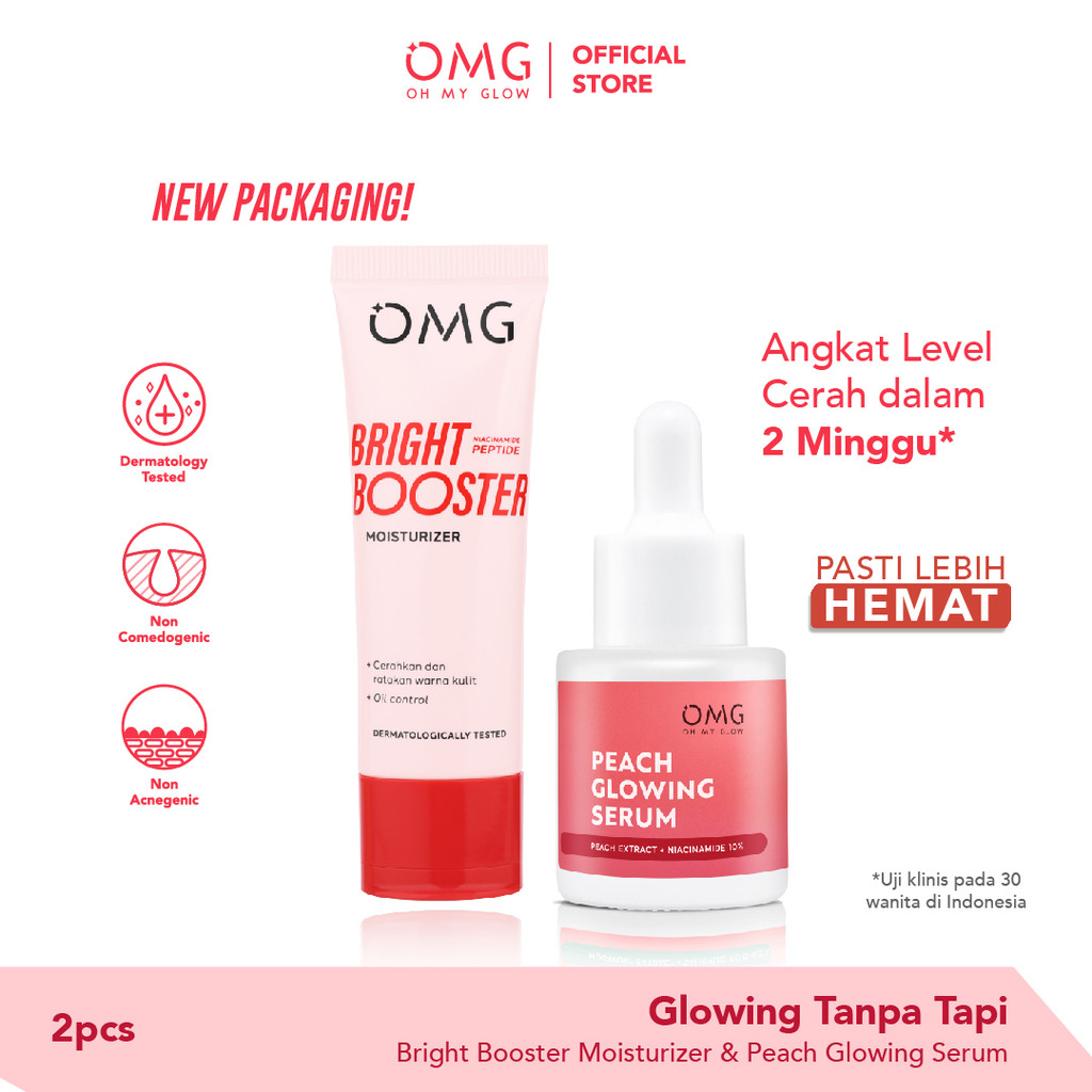 OMG Glowing Tanpa Tapi Starter Kit (Moisturizing + Serum) - Oh My Glow Bright Booster Moisturizer 25