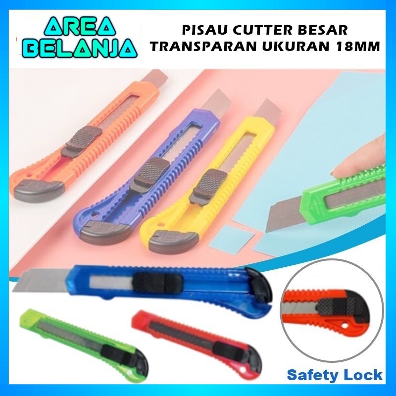 

Pisau Cutter Ukuran Besar 18mm / Transparan Warna Warni Cuter Super Tajam Sliding Knife Cutting Tool Alat Potong Kertas Kardus Kater Plastik Perlengkapan ATK Sekolah