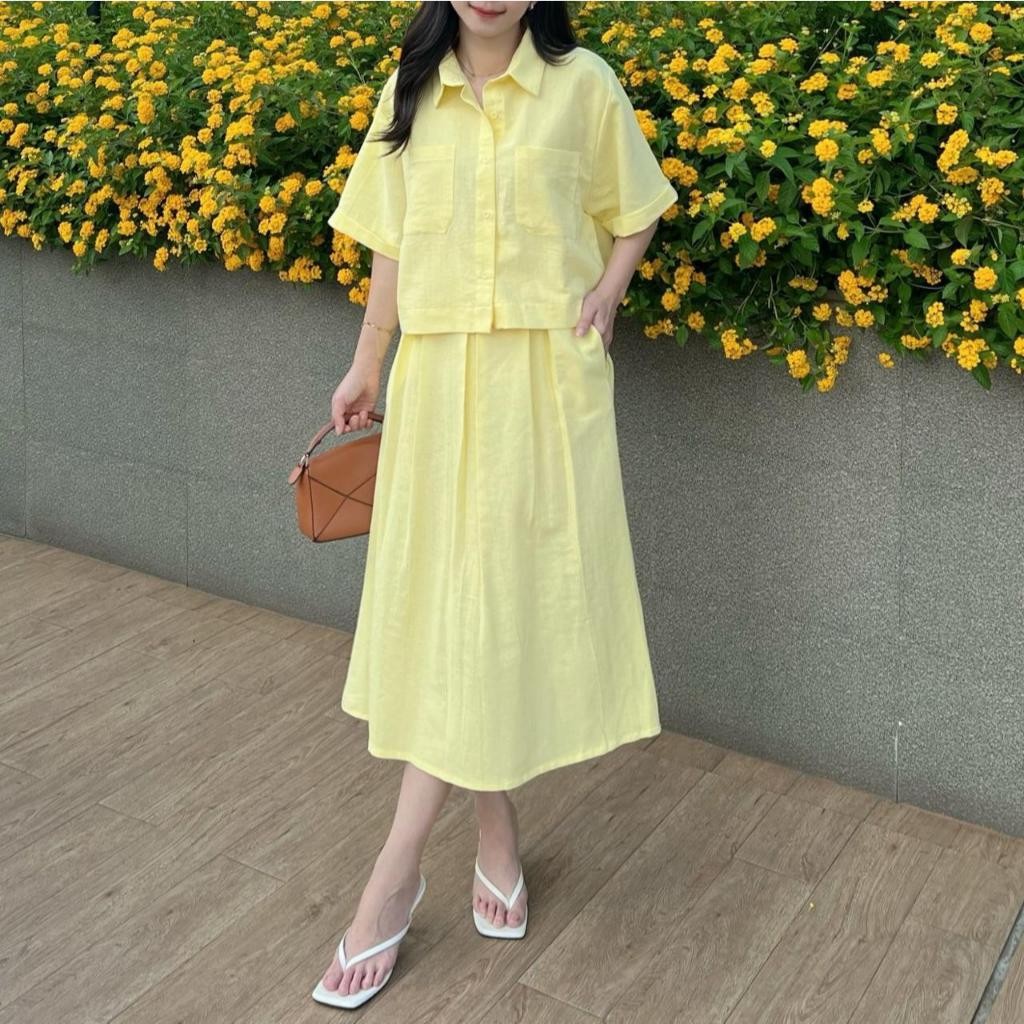 SETELAN PREMIUM LINEN ANGEL / SET WANITA  ATASAN DAN ROK