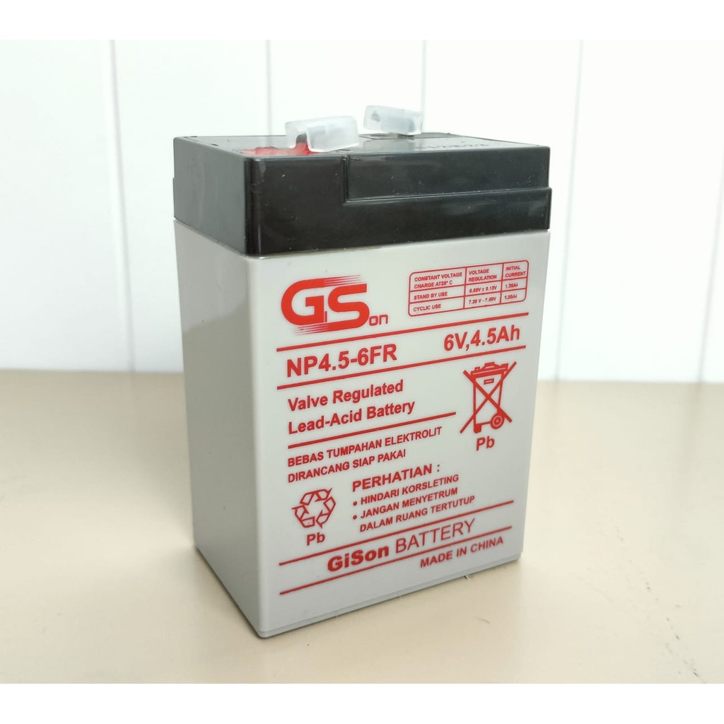 Aki Kering Accu Motor Mobil Mainan Lampu Emergency Aki Murah VRLA NP4.5 6FR 6V 4.5Ah GiSon 46Motor