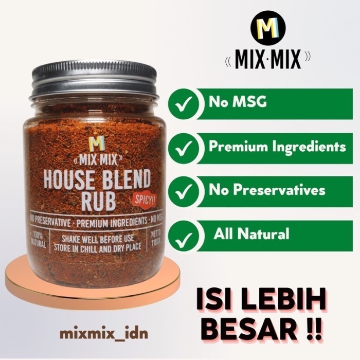 

mixmix house blend rub original spicy mix mix bumbu marinasi non msg - original
