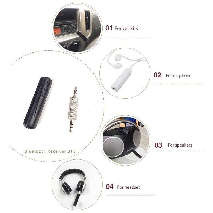 Vecosry AUX 3.5mm Bluetooth Audio Receiver - BT8 ( ORI )