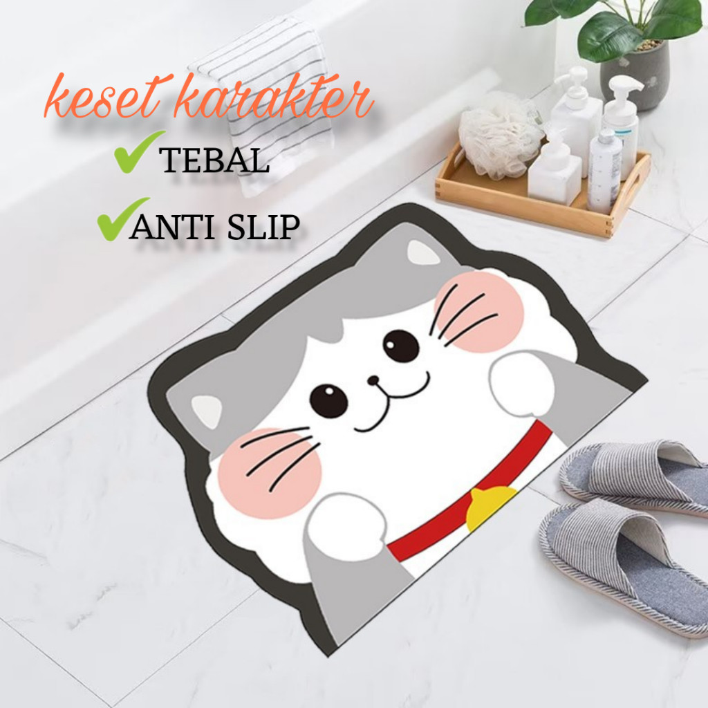 Keset Lantai Kamar Mandi KARAKTER Keset Kamar Mandi Anti Licin Anti Slip Alas kaki Home Dekor Keset 