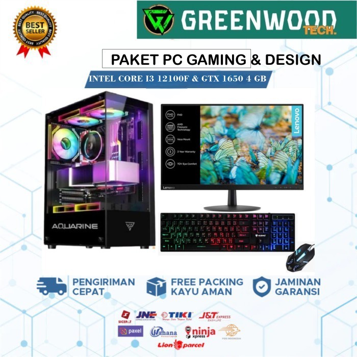 PC GAMING I CPU I Core i3 12100F I RAM 16GB I VGA GTX 1650 6GB -KOMPUTER DESIGN & GAME-