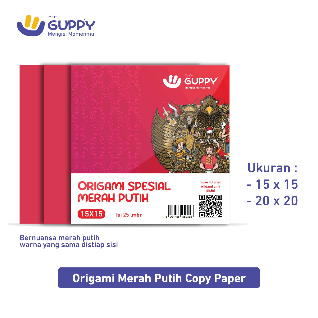 

Kertas Lipat origami Guppy Copypaper 2 sisi Merah - 25 Lembar