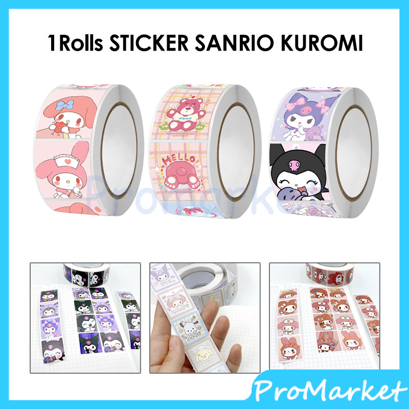 

500PCS Roll Stiker Sanrio Kartun Lucu Stiker Bahan Melody Kuromi DIY Sticker Untuk Dekorasi Dekoratif