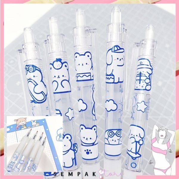 

SS Pulpen Lucu Aesthetic Motif Bear Pena Gel 0.5mm Warna Hitam Pen Tinta Gel Mekanik Ujung Lancip Bolpoin Cetek Cetekan Alat Tulis Kantor Cute Ballpoint School Stationery ATK Murah