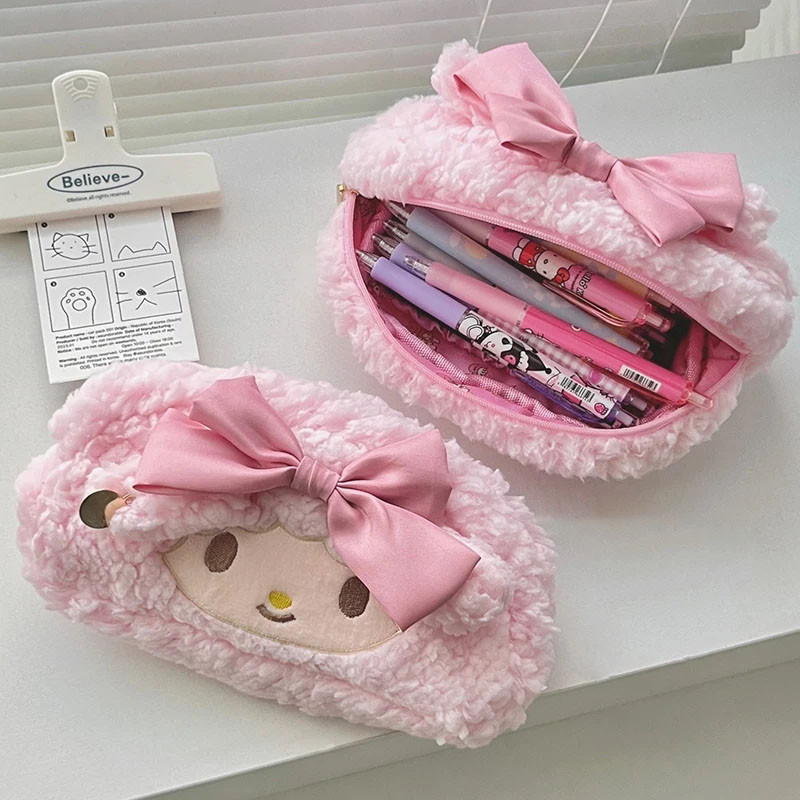 

Sanria Anime Piano Plush Makeup Bag Kawaii Kuromi Cinnamoroll Cartoon Cute Student Stationery Storage Pencil Case Kids Girl Gift