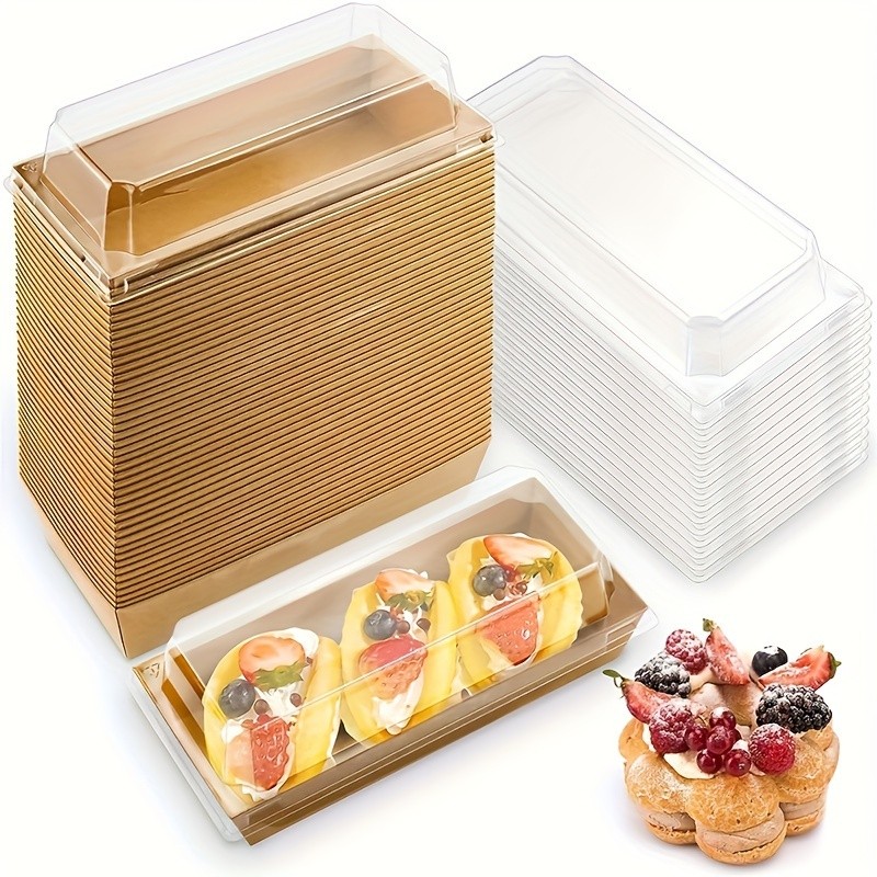100pcs baking rectangular paper plastic box, towel roll cake sandwich, meat floss, scallop, baking b