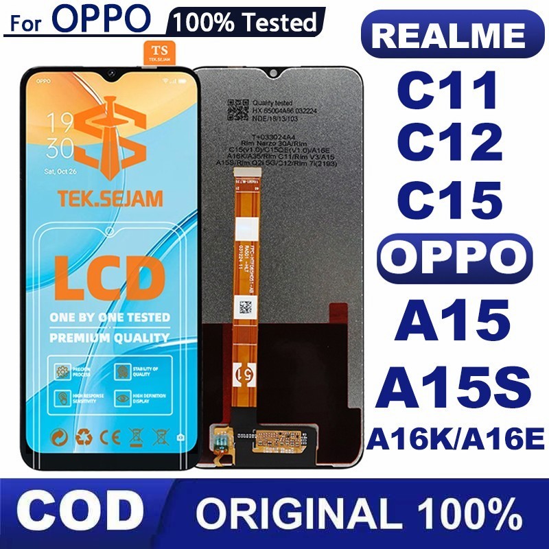 LCD REALME C11/C15/C12 LCD OPPO A15/A15S/A16K/A16E ORIGINAL 100%  asli Layar Touchscreen Full Set