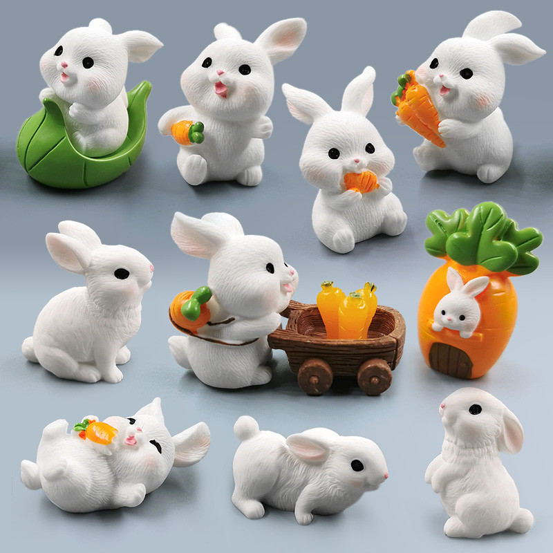 

2024 Hot Easter Cute Rabbit Figurine Diy Landscape Home Kawaii Room Decor Miniature Fairy Garden Decoration Accessories Modern