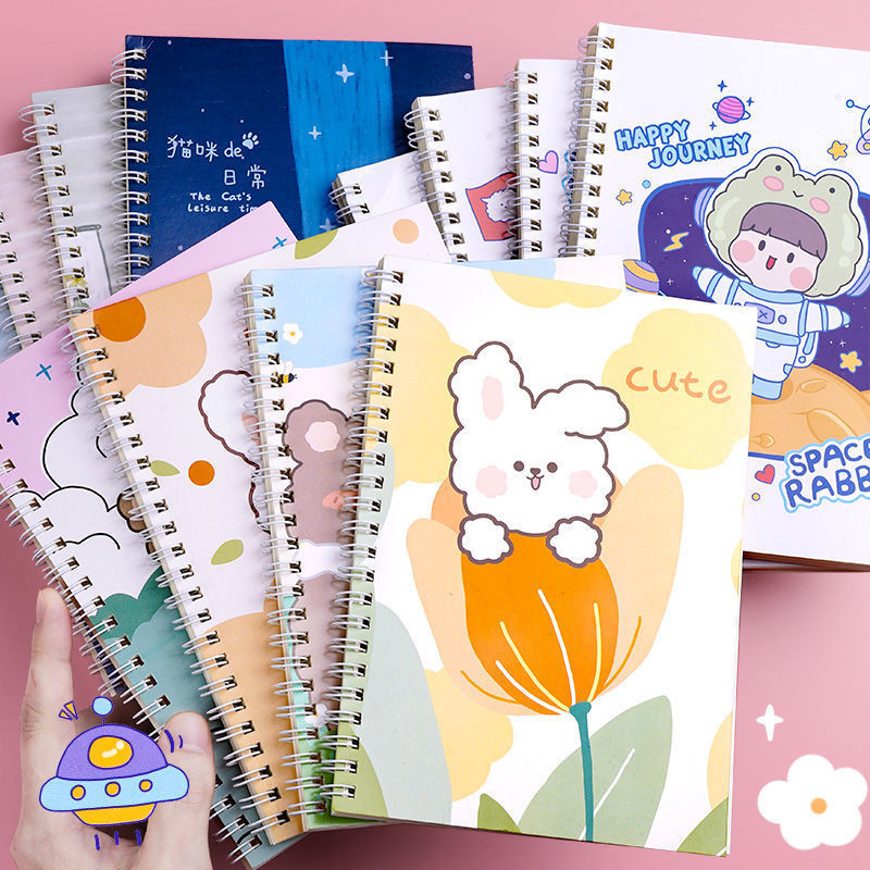 

INS Good-looking Coil Notebook Thick Cute Notebook A5 Notes Simple Girl Heart High School Student Homework journals