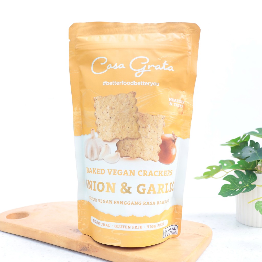 

70G ONION GARLIC CRACKERS Gluten Free Vegan Crackers OG70 - CASA GRATA