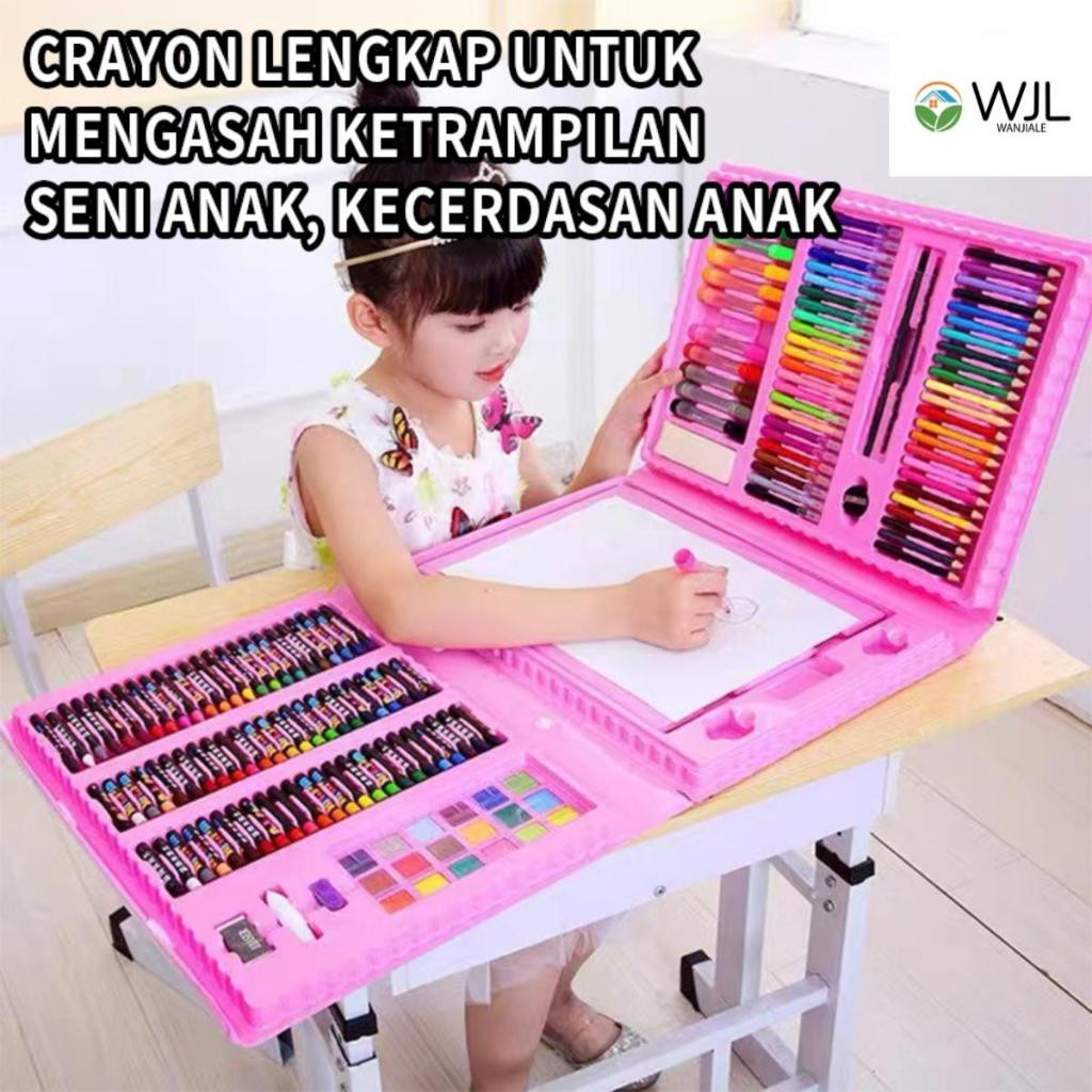 

spesial edition WANJIALE PALING LENGKAP Crayon Anak Pengasah 208pcs Set Alat Menggambar Melukis Anak-anak Crayon Cat Air Pensil Alat Lukis Set 10,10