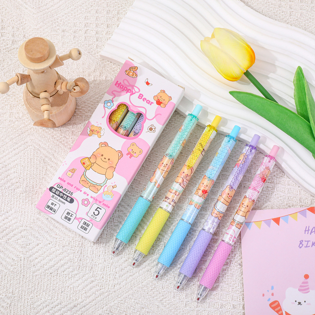 

✨AWC✨ PEN 1 SET ISI 5 PCS MOTIF BERUANG LUCU KOLEKSI STATIONERY / PACK OF 5 PIECES PEN BUTTER BEAR KAWAII
