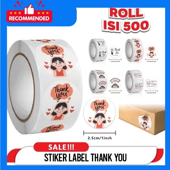 

[ 1 Roll 500 Pcs ] Sticker Label Makanan Ucapan Thank You For Your Order