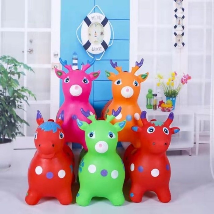 Mainan Jumping Animal Music+Led Big Animal Kuda Jumping Unicorn - sapi