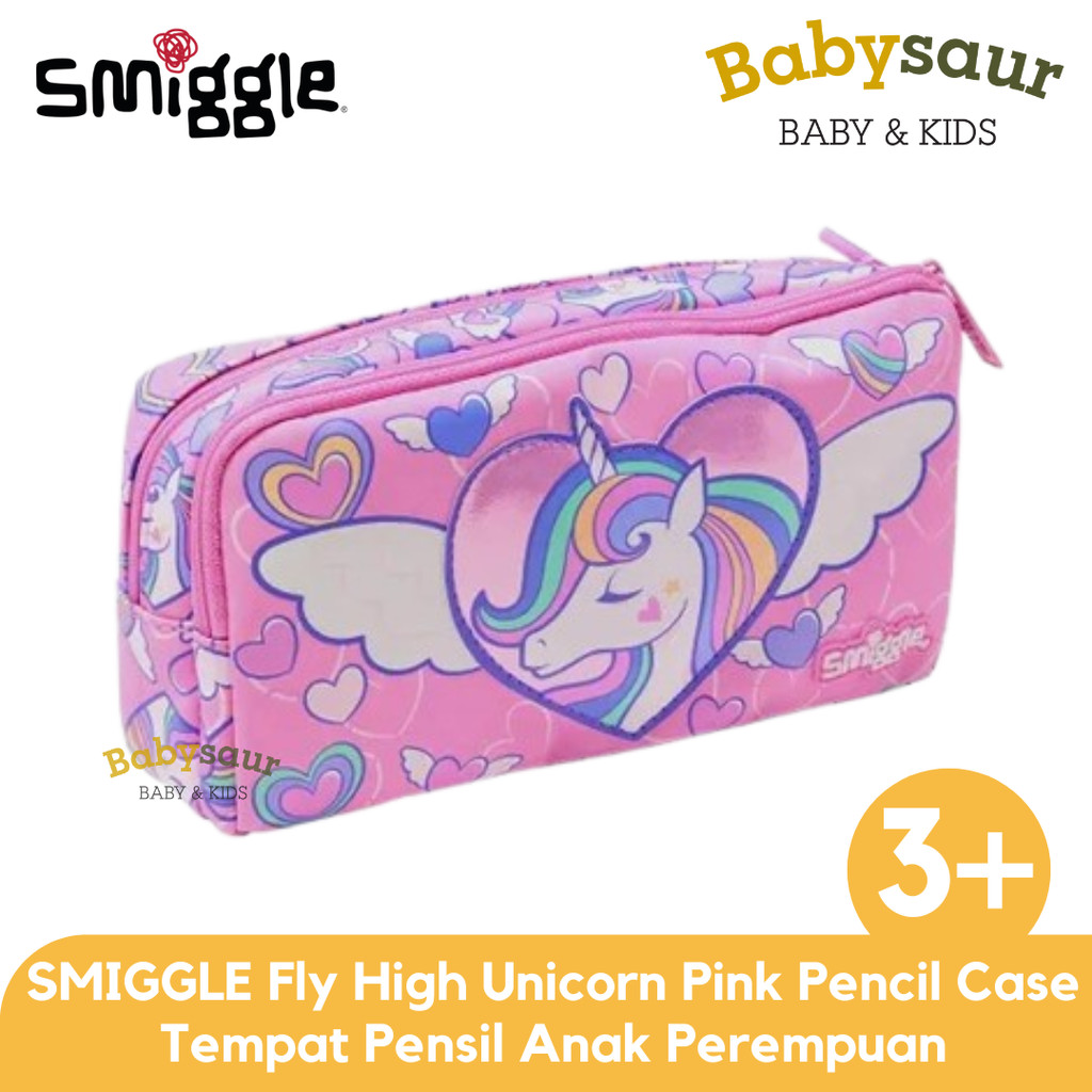 

SMIGGLE Fly High Unicorn Pink Pencil Case Pencil Pocket Peralatan Sekolah Tempat Pensil Anak Perempuan