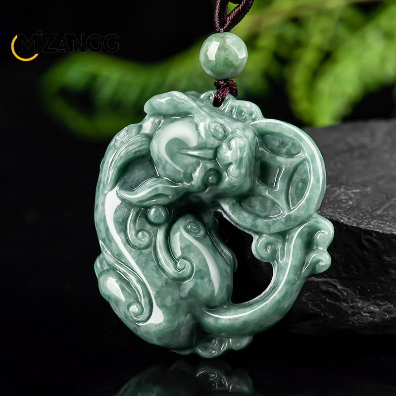 Natural Emerald Money Pixiu Pendant Necklace Jewellery Hand-Carved Fine Jewelry Men Women Accessorie