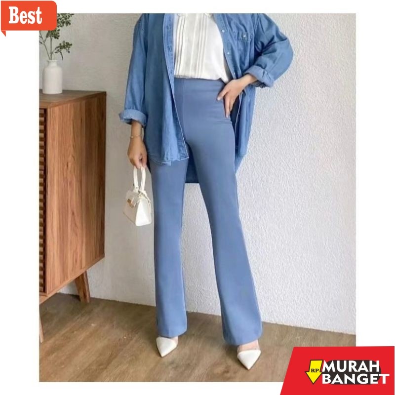 celana cutbray wanita terbaru Celana Higwaist Flare pants Celana Panjang Wanita Cutbray kain Scuba P