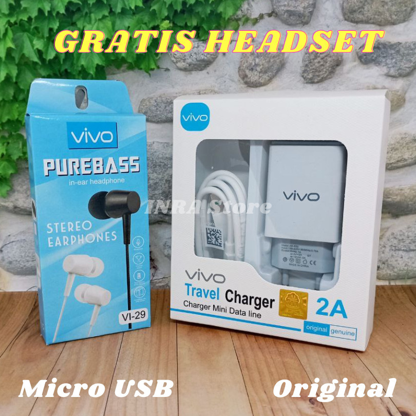 NEW HD COD GRATIS HEADSET Charger VIVO ORIGINAL Micro USB Casan VIVO Y11, Y12, Y12S, Y53, Y55, Y71, 