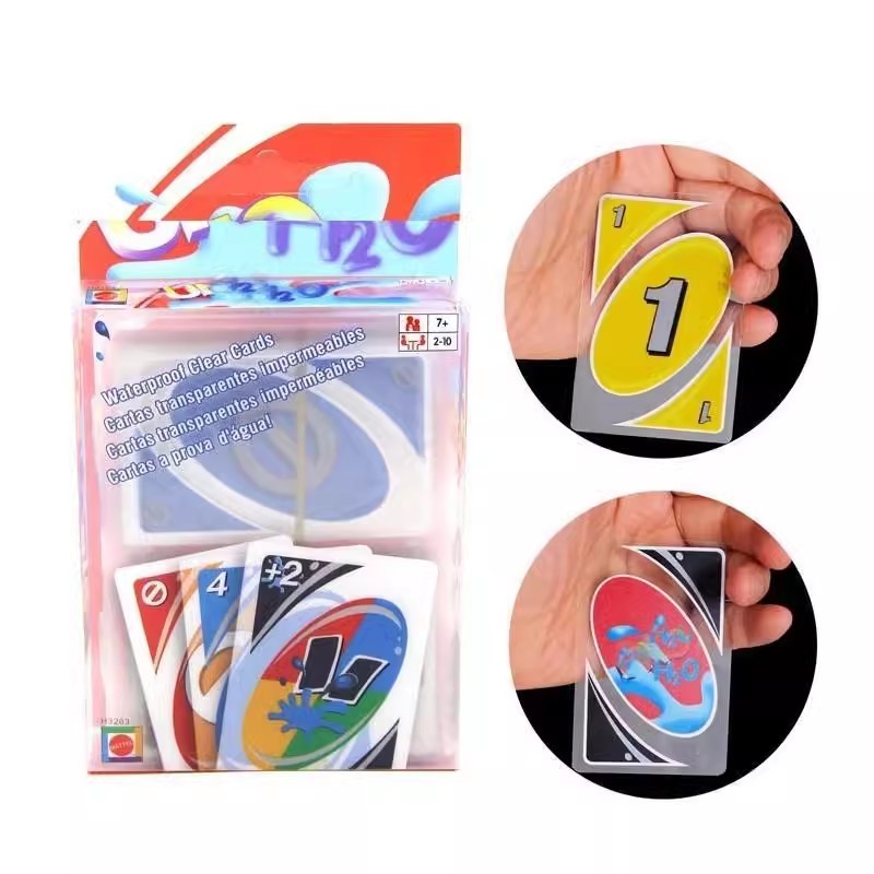 

New UNO H2O Card Game Clear WaterProof Pressure Proof PVC Plastic Transparent Kids Toys Playing Cards Board Games Birthday Gifts