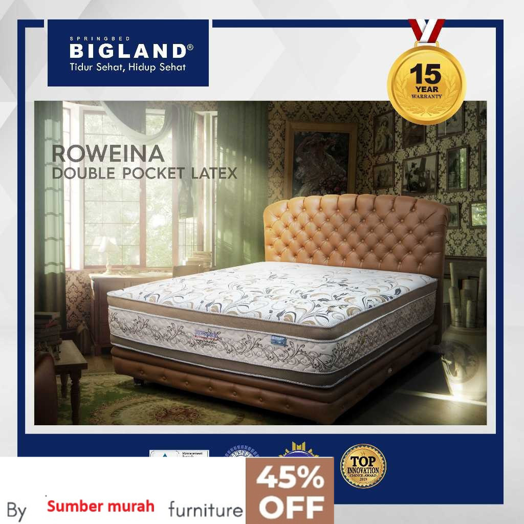 Bigland Springbed Double Pocket Latex T.38 Roweina - Kasur/Set