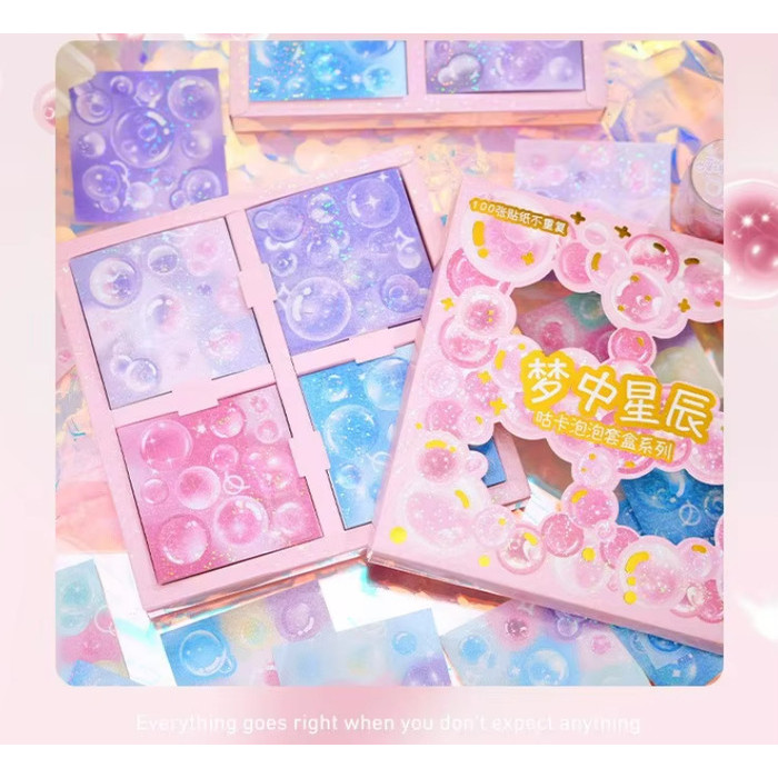 

1 BOX Isi 100 Lembar Sticker Cute Stiker Lucu Deco Pink Glitter BUBBLE GIRL Stiker Anak GIFT SET