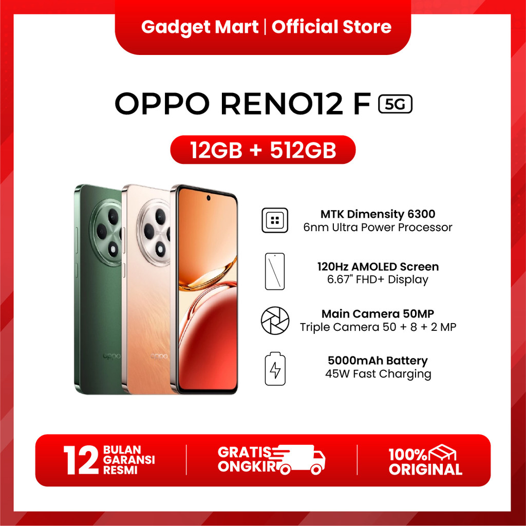 Oppo Reno12 F 5G 12/512GB - Garansi Resmi