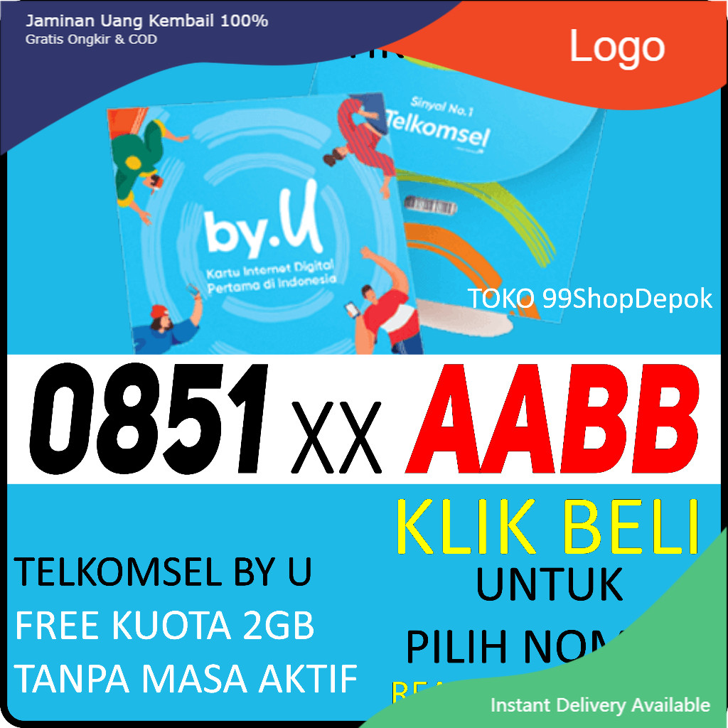 Nomor Cantik Telkomsel By' U Kartu Perdana by U AABB 1 - Nomor Cantik Telkomsel byu Telkomsel AABB 1