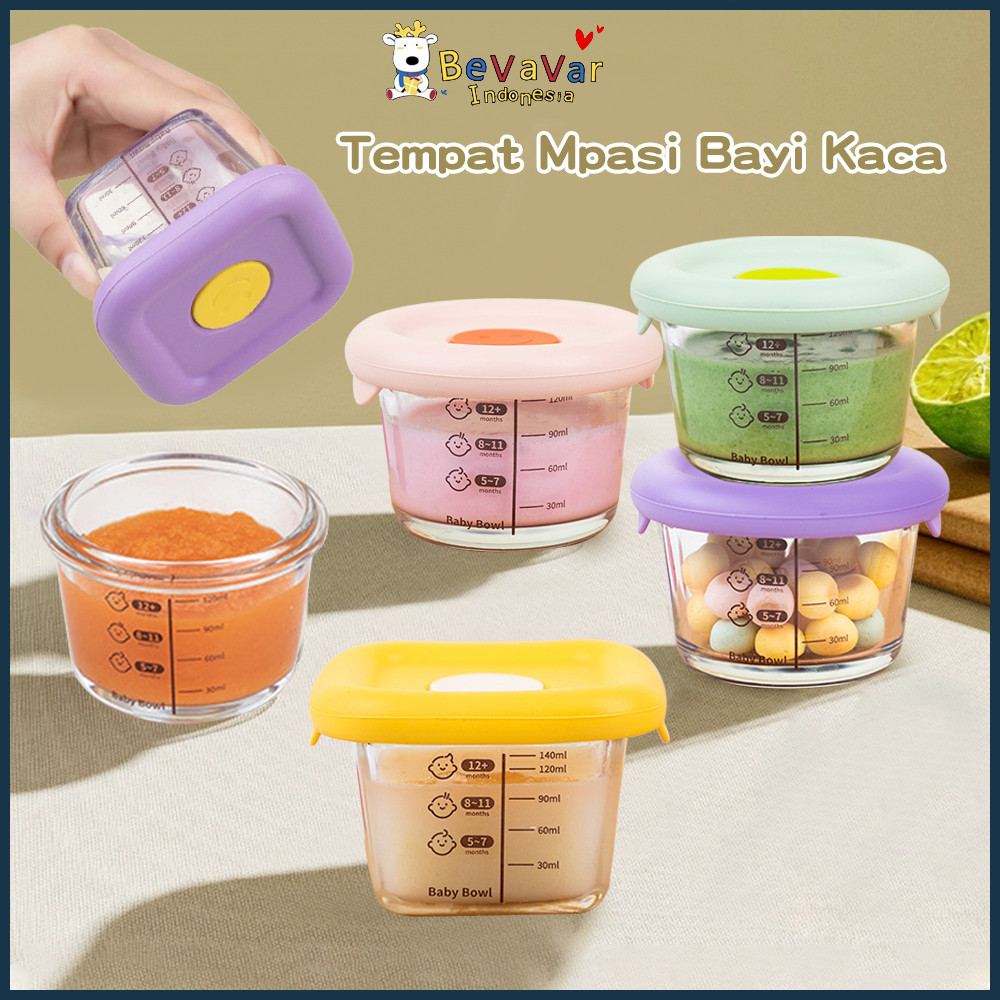 BEVAVAR Tempat Mpasi Kaca Wadah Mpasi Penyimpanan Mpasi Glass Baby Food Container Tahan Panas