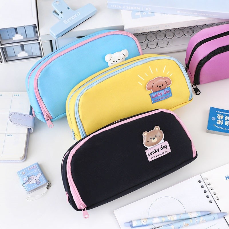 

Pencil Case Kartun Beruang Motif Tempat Pensil Kapasitas Besar Pouch untuk Anak Sekolah/Alat Tulis Siswa Sekolah Tas Kanvas