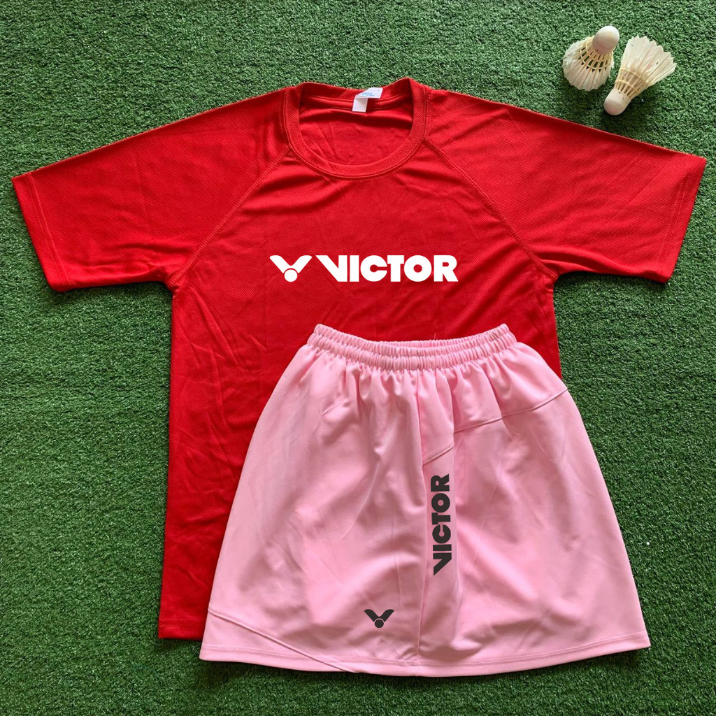 Baju Badminton DRYFIT WANITA ROK VKTR v1 RED