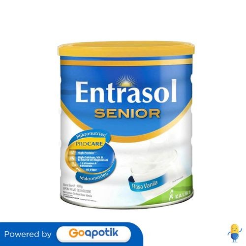 

Entrasol Senior Minuman Serbuk Rasa Vanila 400 Gram Kaleng