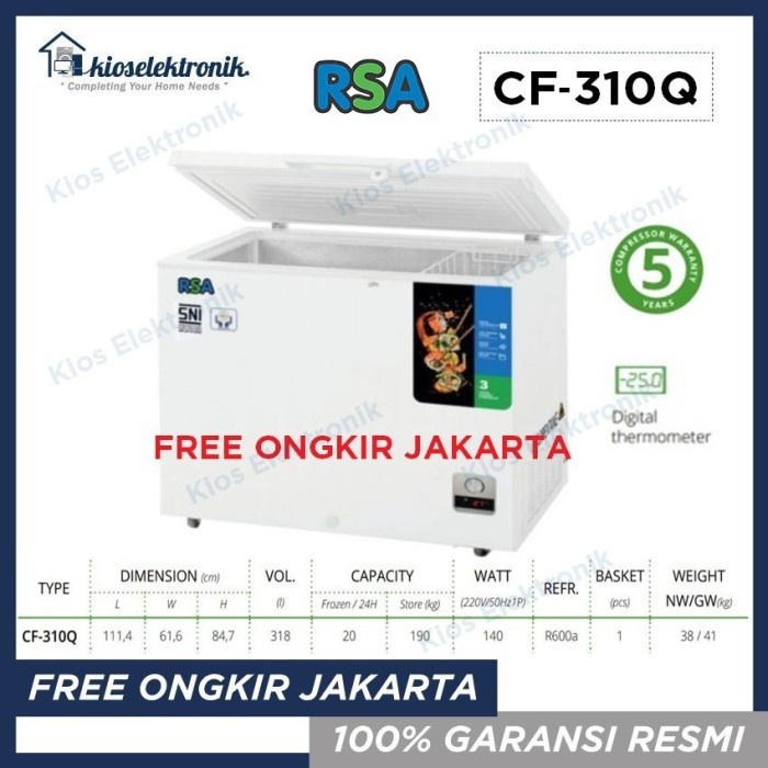 RSA CF-310Q Chest Freezer 318 Liter - CF310Q - CF 310 Q - CF310 Q - Jabodetabek