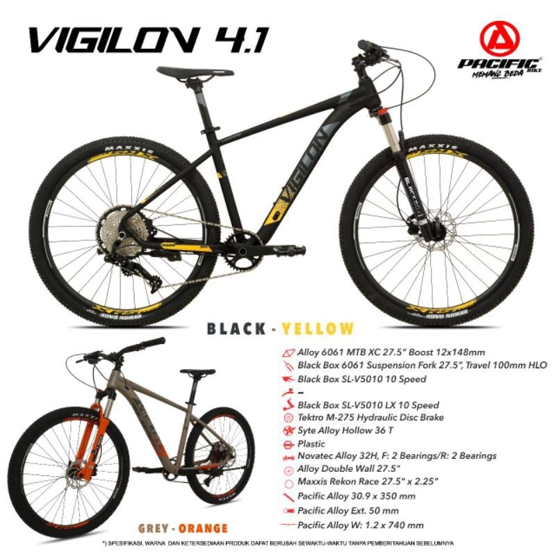 SEPEDA GUNUNG MTB 27.5 INCH PACIFIC VIGILON 4.1 / VIGILON 4.2 ALLOY REM HYDRAULIC