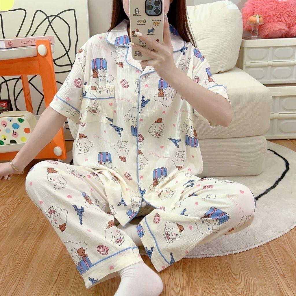 Ready set piyama jumbo baju tidur cinamorol sanrio premium import bangkok celana panjang dan celana 