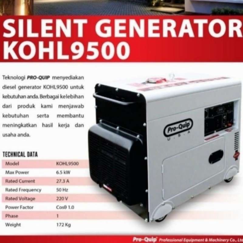 Genset Silent Solar 6500Watt Proquip KOHL 9500 KOHL 9500 Genset Diesel