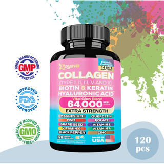 Zoyava Collagen Capsules ，with Biotin Anti Aging Collagen Soft Gel Capsule Support Skin Hair Nails a